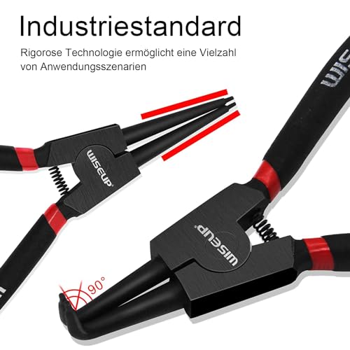 WISEUP Heavy Duty Snap Ring Pliers Set for Mechanical Engineers and Repairmen in Automotive Industry, Ideal for C-Clip R