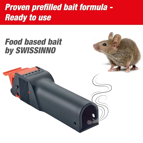 SWISSINNO No-See No-Touch Mouse Trap - Effective Non-Contact Catch and Kill + Pre-baited with Food Bait - Easy to Use -