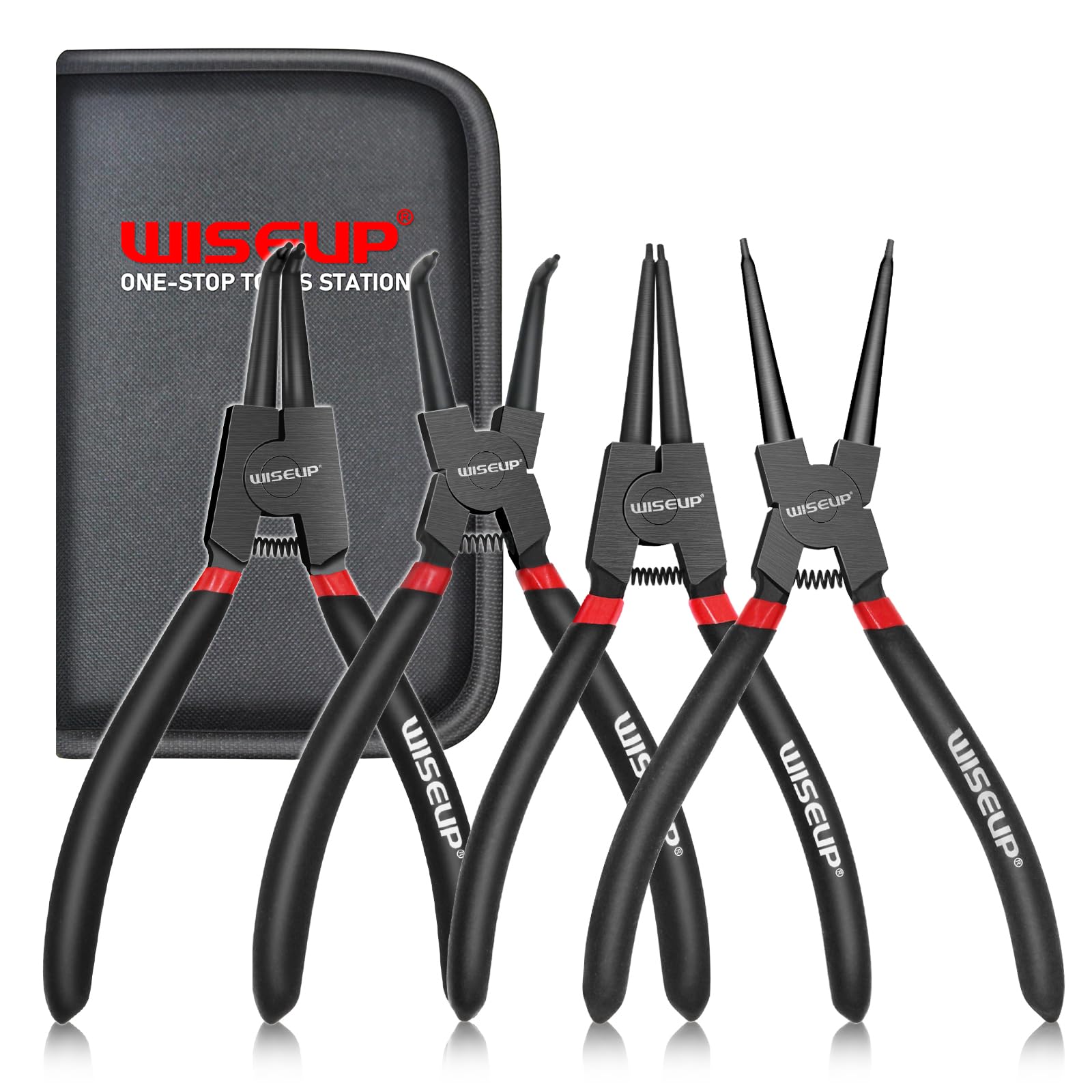 WISEUP Heavy Duty Snap Ring Pliers Set for Mechanical Engineers and Repairmen in Automotive Industry, Ideal for C-Clip R