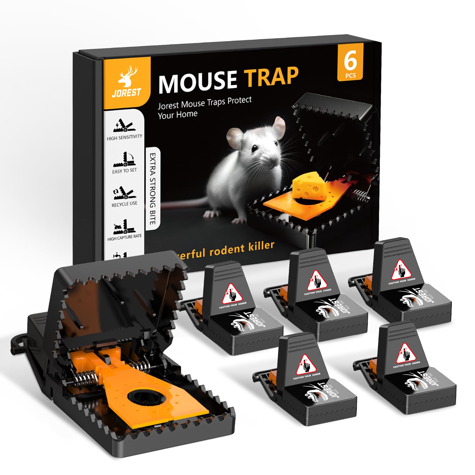 JOREST Fast Kill Snap Rat Traps for Home and Indoor Mice Control, Reusable Mousetrap Catcher for Small Rats
| JOREST Sn